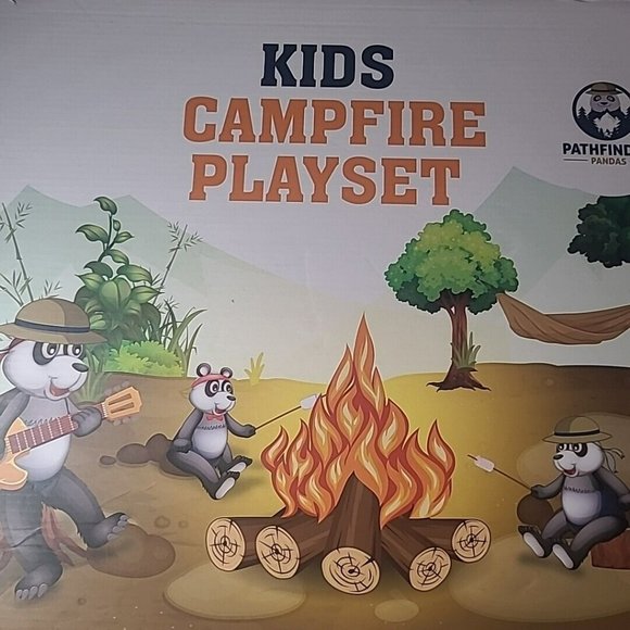 Pretend Campfire Set for Kids with S'Mores Kit and Wood Log Pillow Soft Safe - Picture 2 of 6